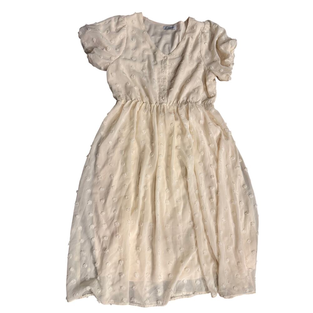 Polagram cream swiss dot dress womens large